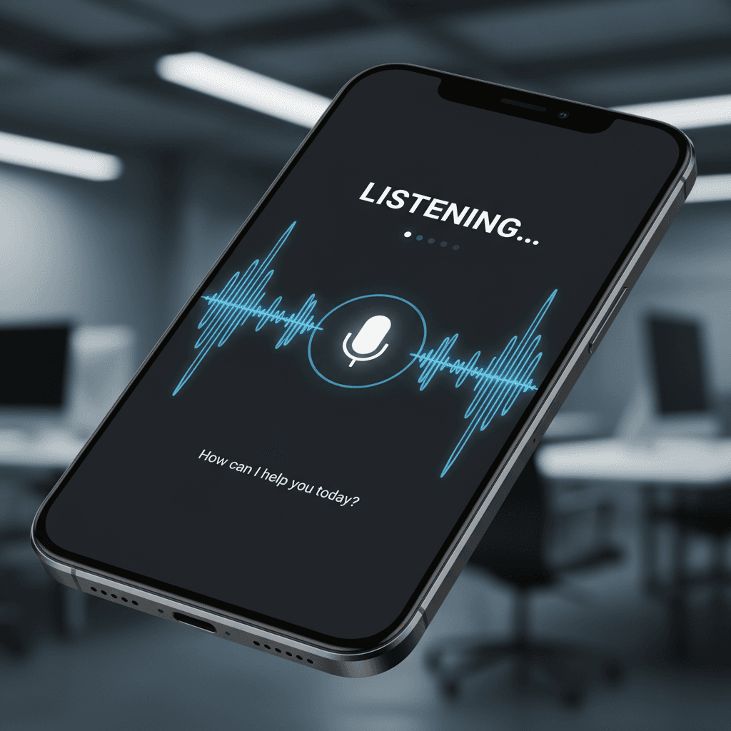 AI voice assistant interface on smartphone screen