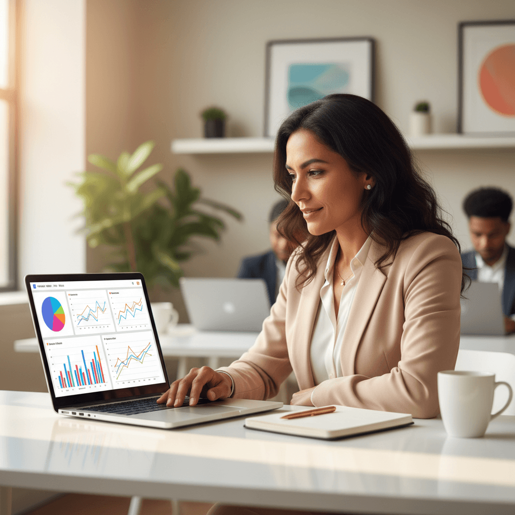 Marketing professional analyzing digital analytics